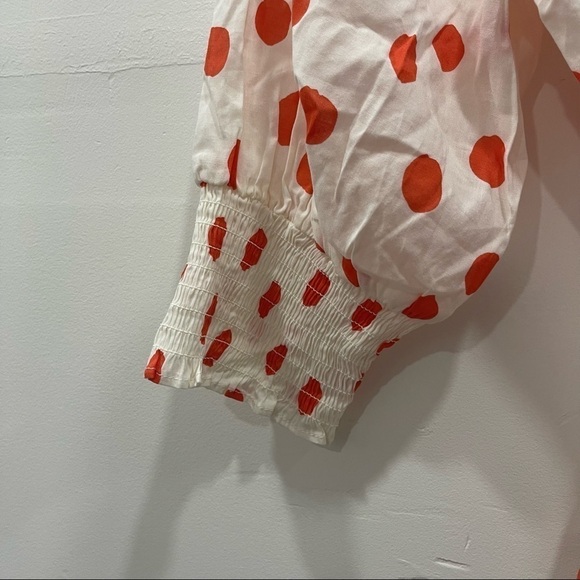 Rixo Target Puff Sleeve Dotted Wrap Mini Dress Cotton Blend Size Small - Picture 9 of 10